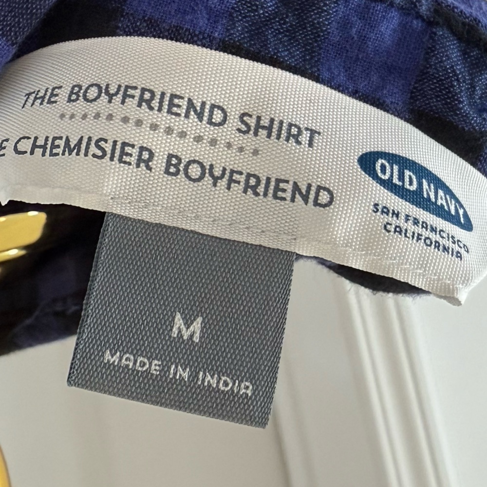 Old Navy Blue and Black Plaid Women’s‎  Shirt - Picture 5 of 8